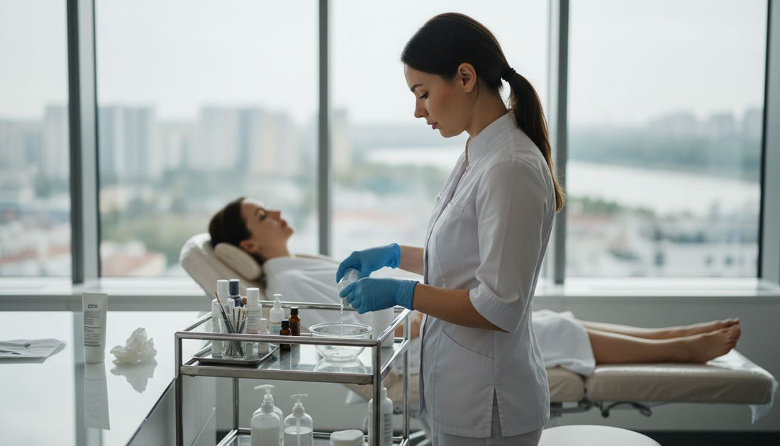 Dermatologist preparing chemical peel in clinic