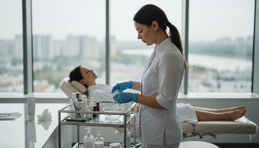 Dermatologist preparing chemical peel in clinic