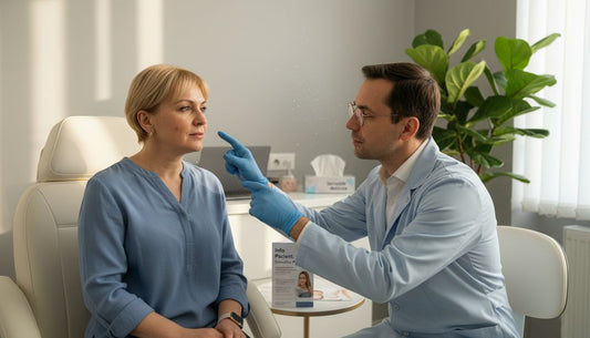 Medic discută cu o pacientă despre soluții pentru încetinirea procesului de îmbătrânire.