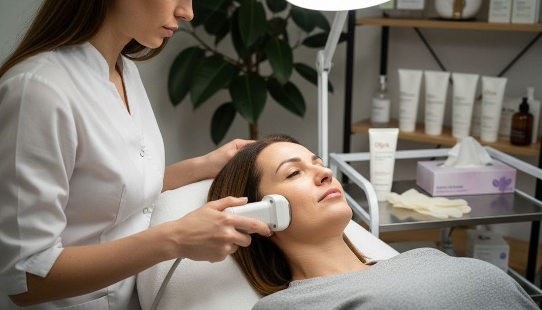 Ședință de radiofrecvență pentru înfrumusețare, realizată într-un cabinet specializat