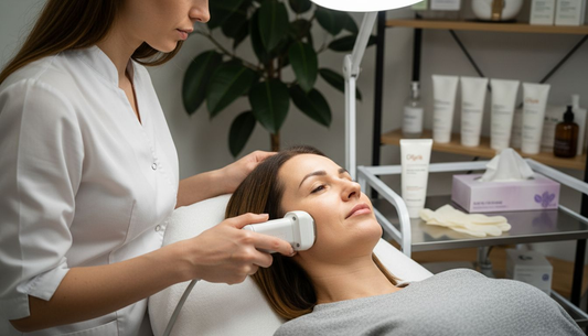 Ședință de radiofrecvență pentru înfrumusețare, realizată într-un cabinet specializat