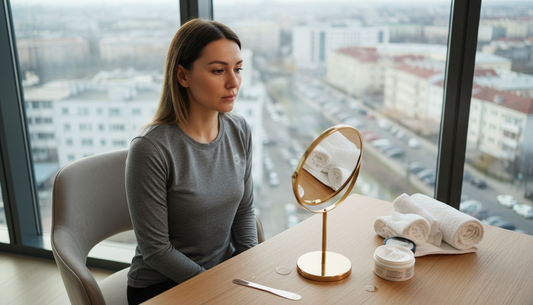 O femeie se pregătește pentru tratamentul facial într-un salon de înfrumusețare.