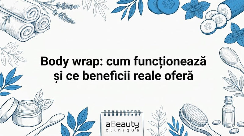 Elemente decorative desenate manual cu tematică spa, așezate în jurul casetei cu titlu