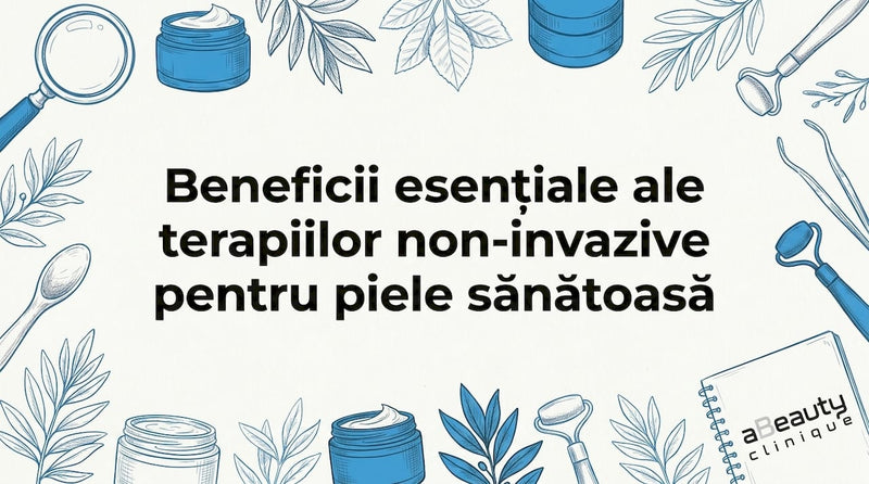 Card vizual atractiv pentru blog, cu elemente grafice inspirate din rutina de îngrijire a pielii