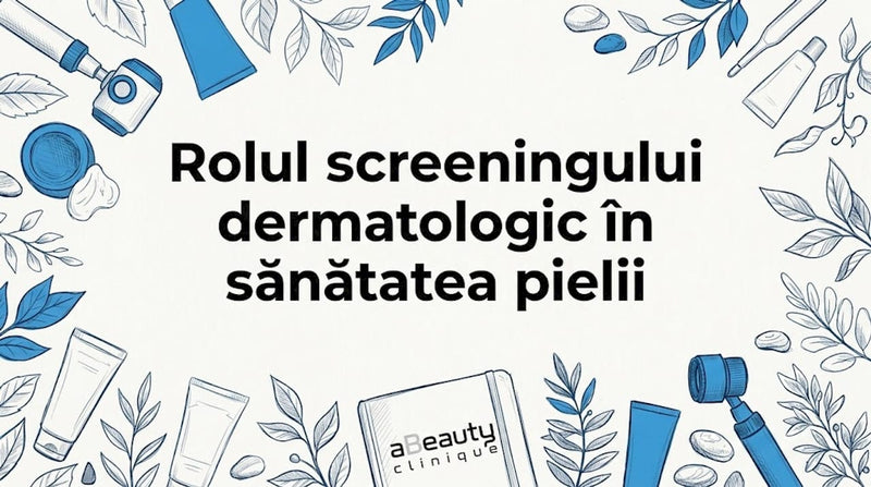 Cardul de titlu al blogului încadrat de instrumente dermatologice elegante și plante decorative