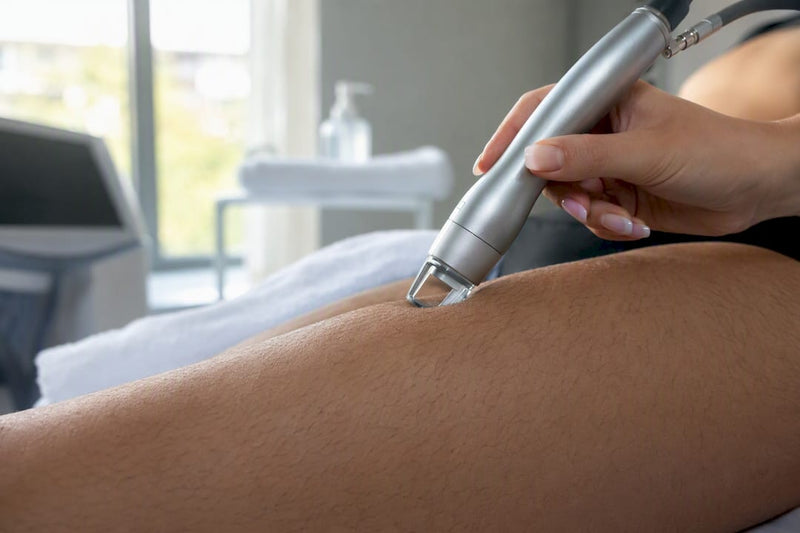 Dispozitiv laser pe piele, prim-plan