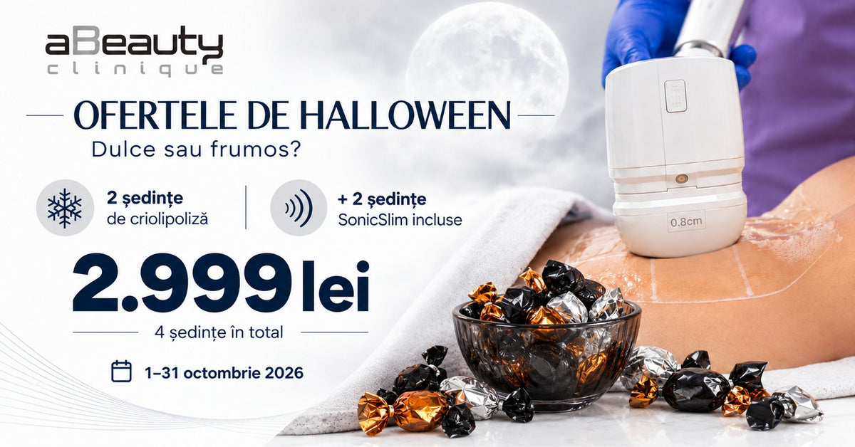 Ofertele de Halloween: 2 ședințe de criolipoliză și 2 ședințe SonicSlim, 4 ședințe în total, 2.999 lei, până pe 31 octombrie 2026