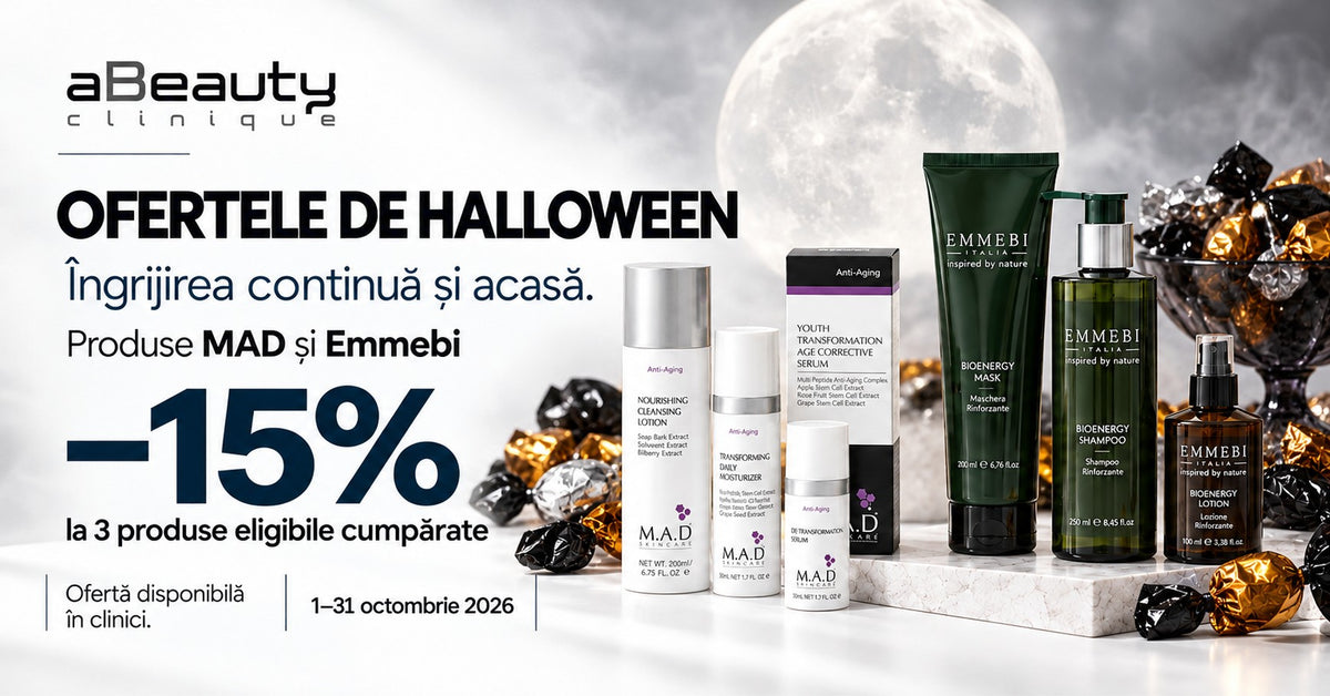 Ofertele de Halloween: 15% la produsele eligibile M.A.D. și Emmebi, de la 3 produse, în clinici, până pe 31 octombrie 2026