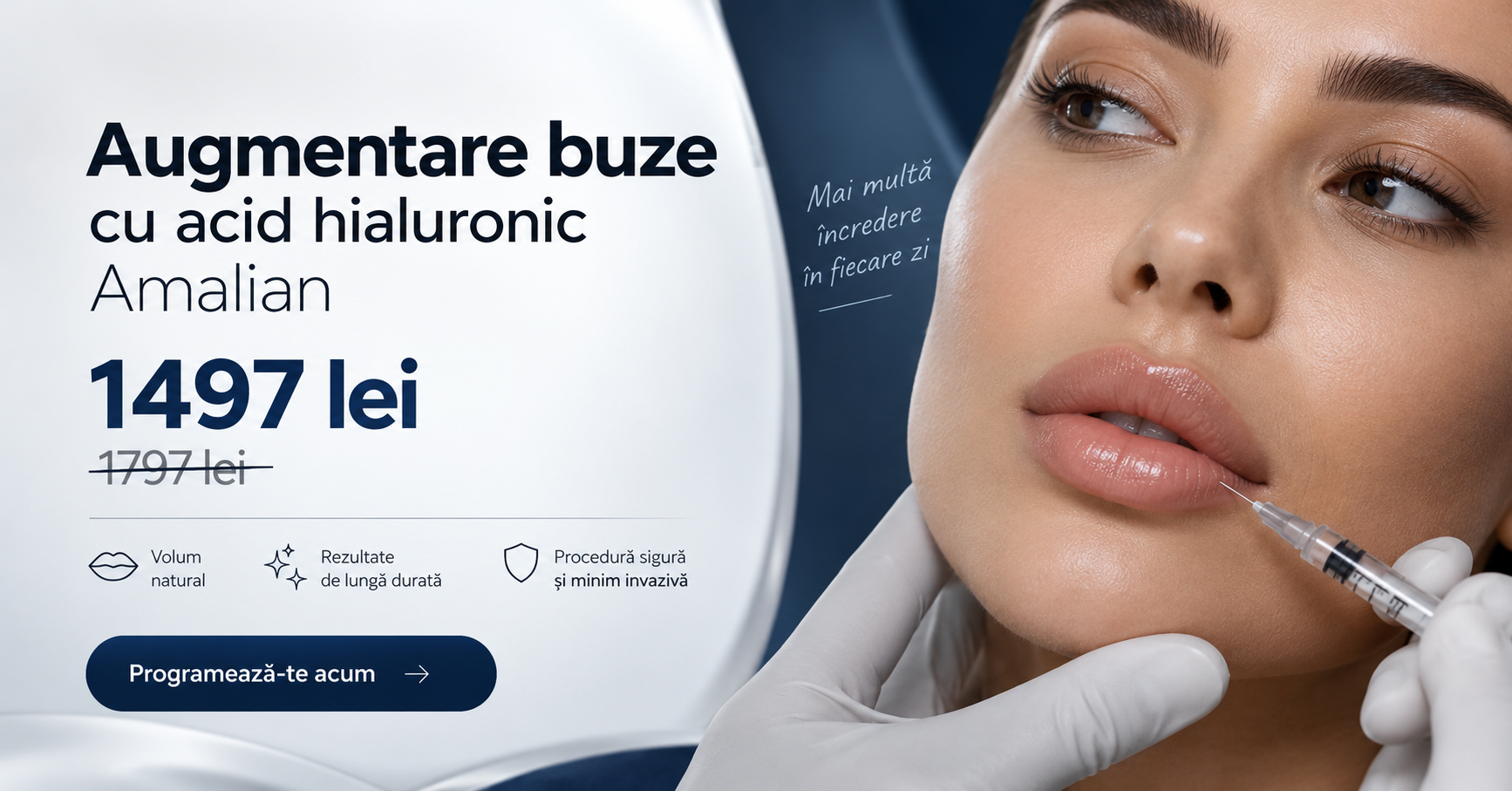 Augmentare buze cu acid hialuronic Amalian, 1.497 de lei în loc de 1.797